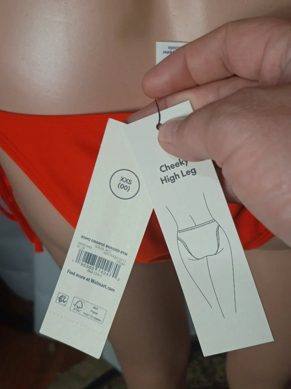 No boundaries boho orange soleil red bikini with macrame sides size XXS (00)
